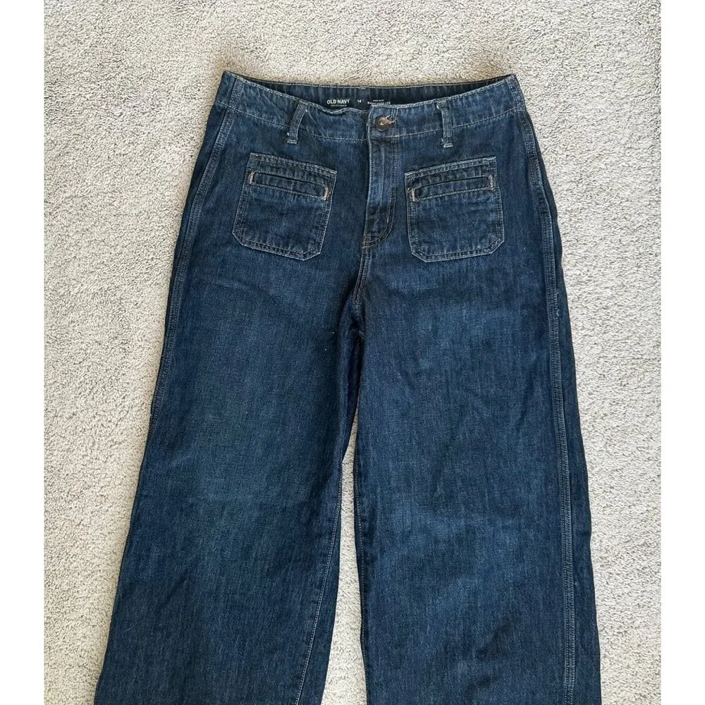 Old Navy Drapey Denim Size 14 Baggy Wide Leg High Rise Jeans - Picture 11 of 16
